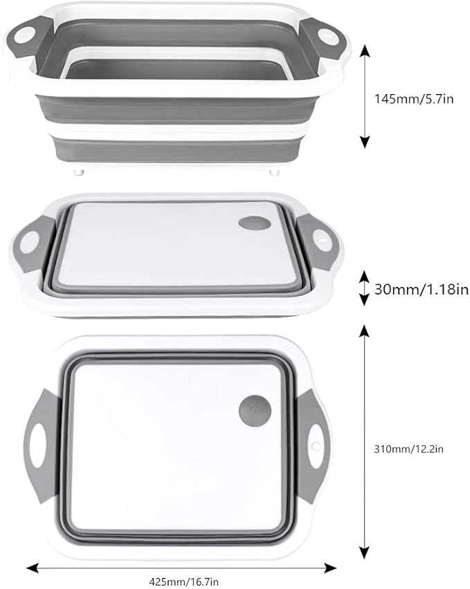 Foldable Multi-function Dish Tub - Washing and Draining Veggies Fruits Food Grade Sink Storage Basket