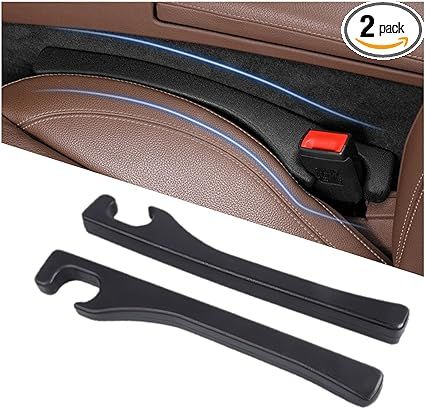 Car Seat Gap Filler 2 Pack, Universal Fit PU Leather Car Seat Gap Plug to Fill The Gap Between Seat and Console, Car Seat Crevice Blocker Stop Things from Dropping