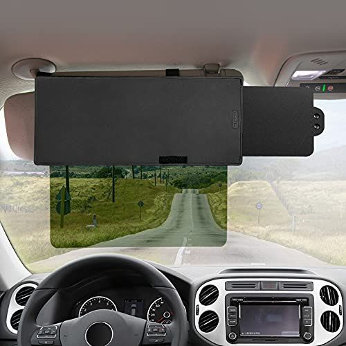 Veharvim Sun Visor Extender for Car with 2 Side Sunshade, Polarized UV400 Visor Extender Attachment for Car Visor with PC Lens,Anti-Glare for Safe Driving (1 Side Panel)